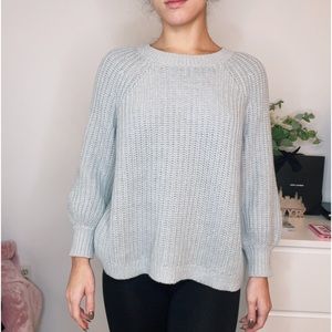 Aerie grey knit balloon sleeve sweater